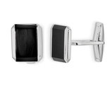 Sterling Silver Rectangle Black Onyx Cuff Links